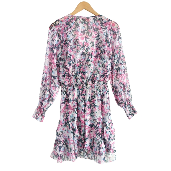 DIANE VON FURSTENBERG Kelby Floral Silk Mini Tiered Ruffle Pink Dress Size XS - Picture 4 of 17